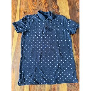 Scotch & Soda Mens Navy Blue Geometric Print Cotton Polo Shirt Size M 145552